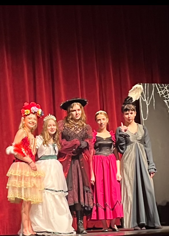 (Left to right) Denise Duecett, Kaydee Chicora, Emma Pittenger, Abigail Kottke, and Taryn Scott pictured in costume for a run of The Spell of Sleeping Beauty. 