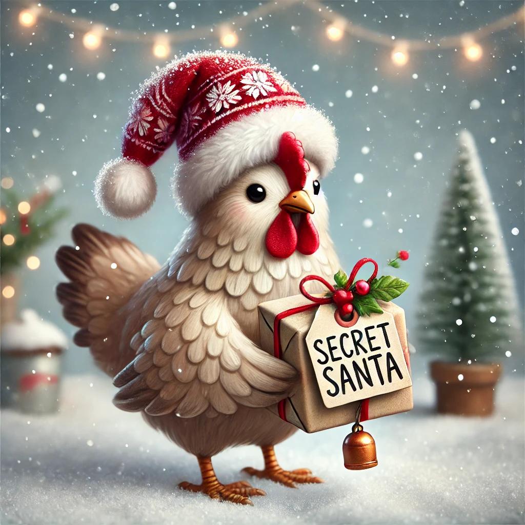 Secret Santa Chicken image was generated using ChatGPT AI tools.