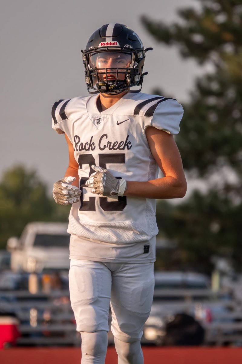 Taking the field. Freshman Jacob Perkins prepare to play their opponent the Wamego Red Raiders on September 13, 2025. 
